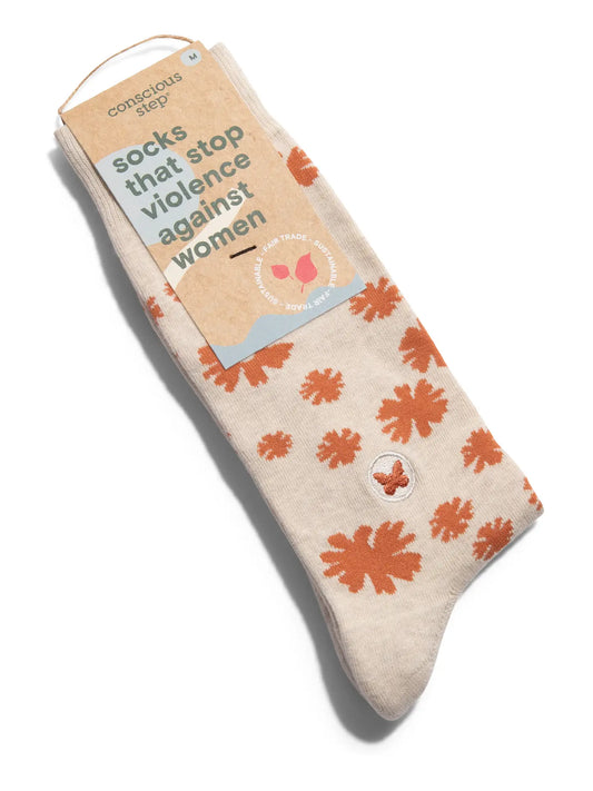 Socks That Stop Violence Against Women - Orange Flowers