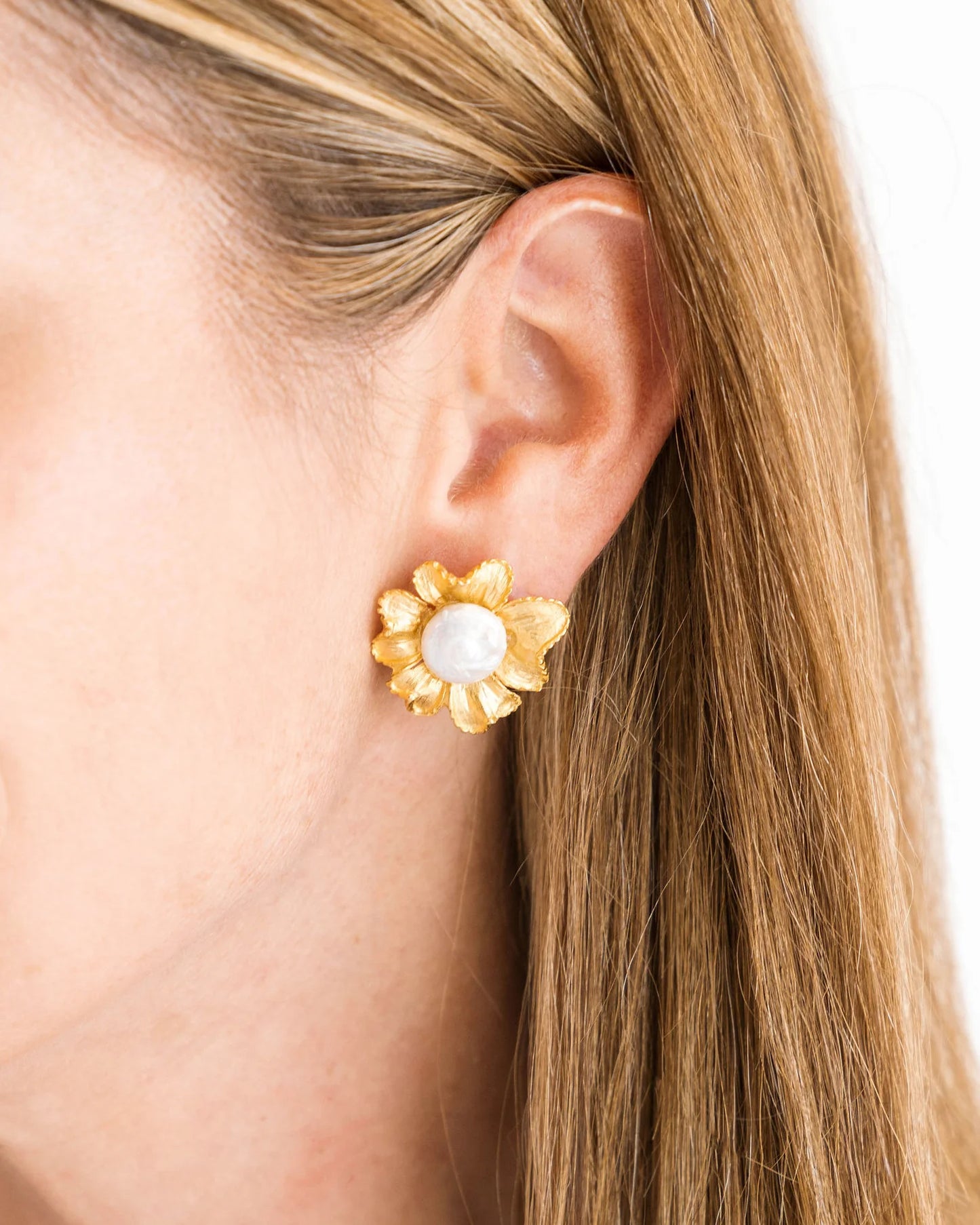 Marigold Pearl Stud Earrings