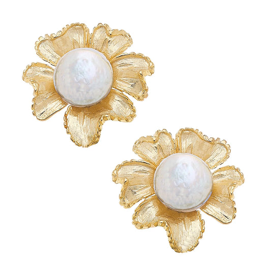 Marigold Pearl Stud Earrings