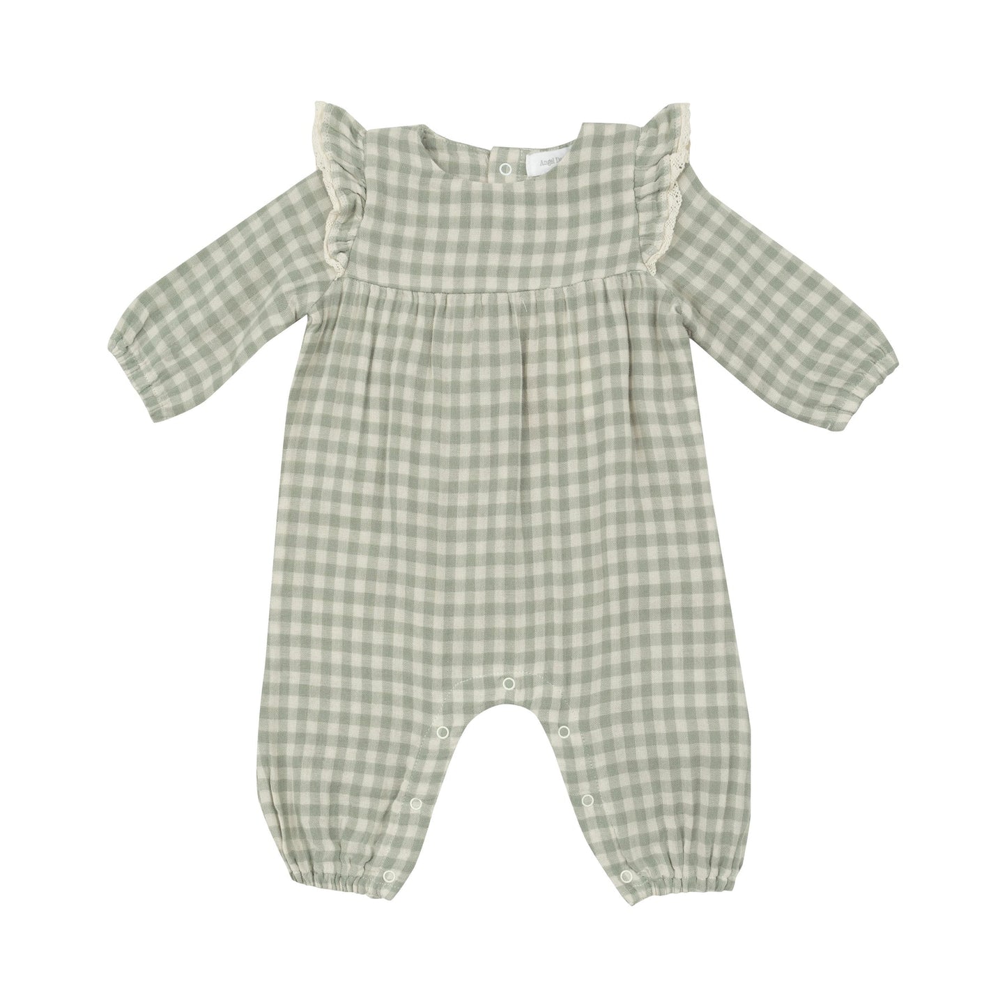 Ruffle Sleeve Romper - Mini Green Gingham