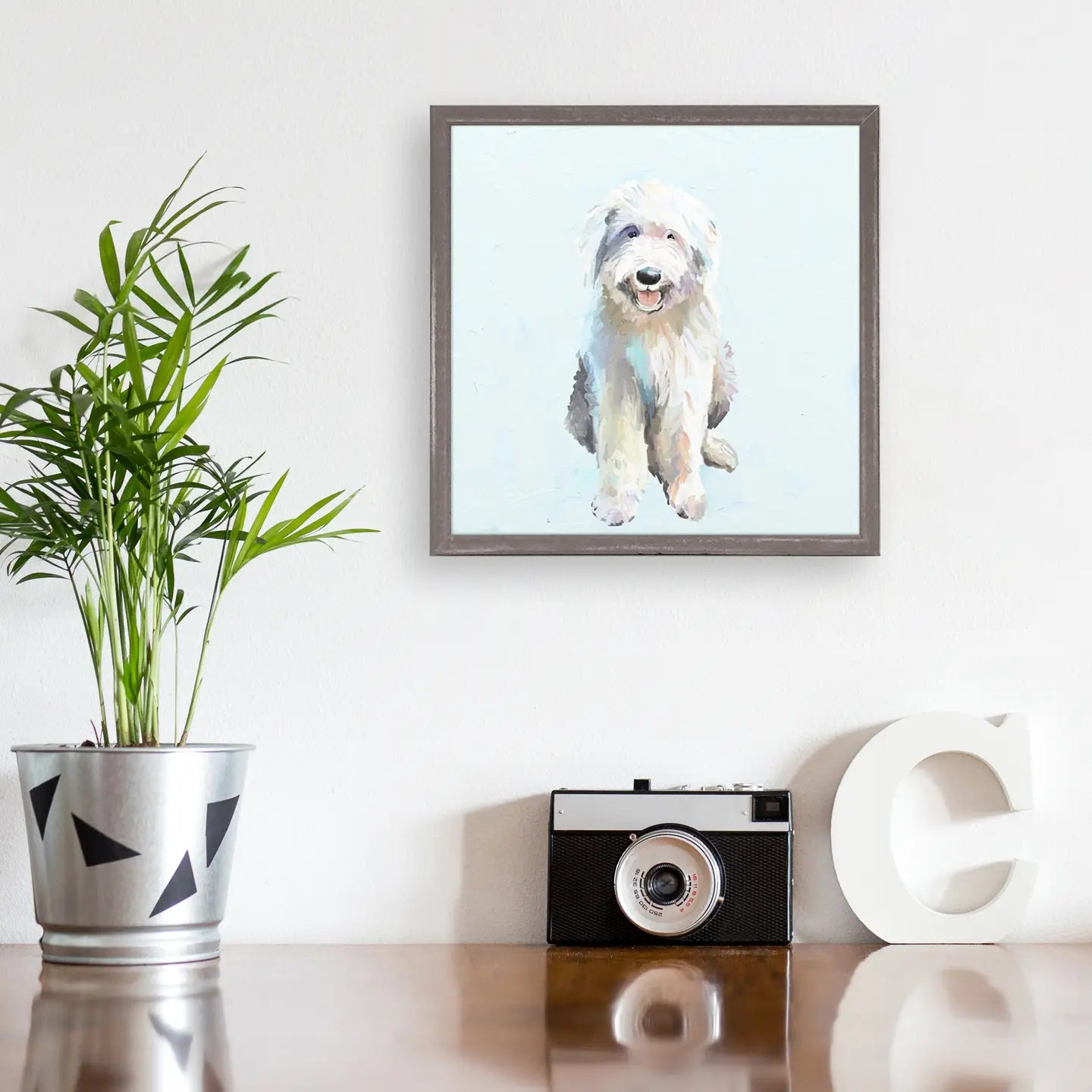 English Sheep Dog Mini Framed Canvas