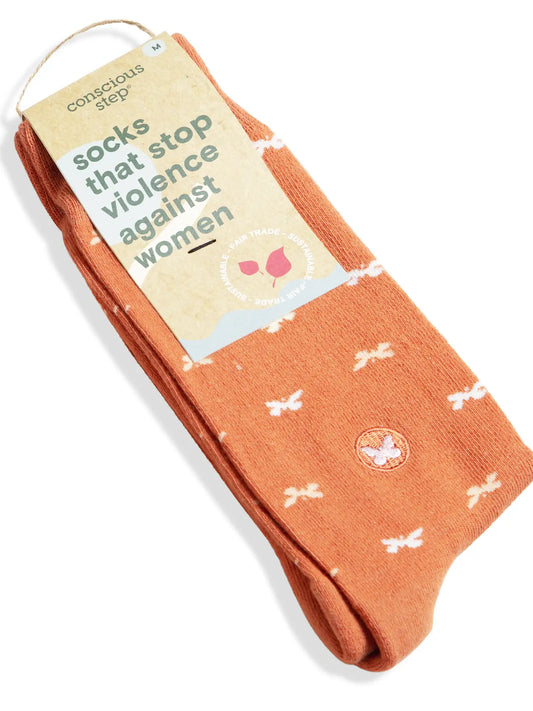 Socks That Stop Violence Against Women - Orange Butterflies