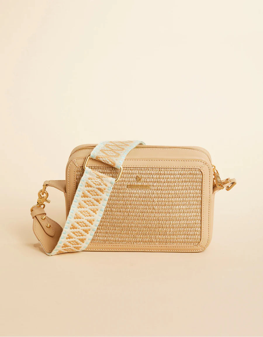 Straw Charlie Crossbody Blue Haze