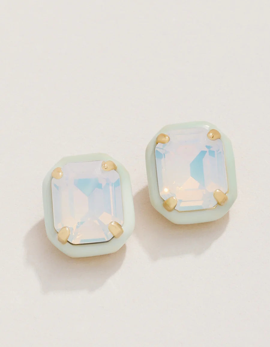 Clara Window Stud Earrings - White