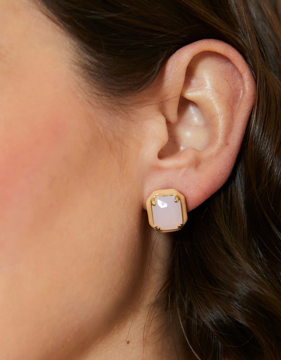 Clara Window Stud Earrings - Rose