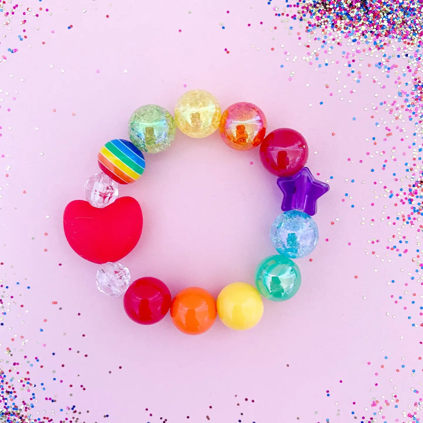 Kids Bracelet - Red Rainbow Heart