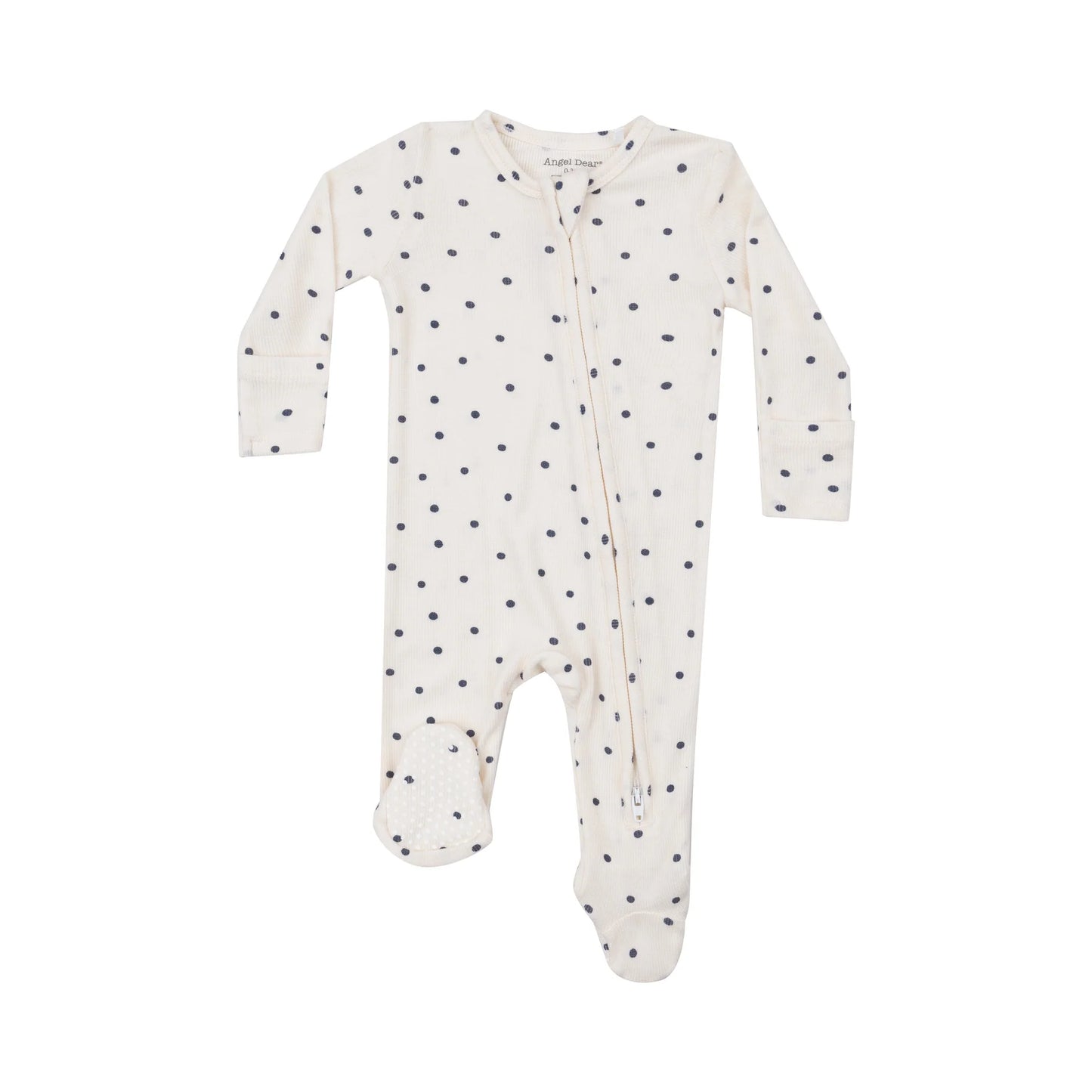 Zipper Footie - Navy Mini Dots