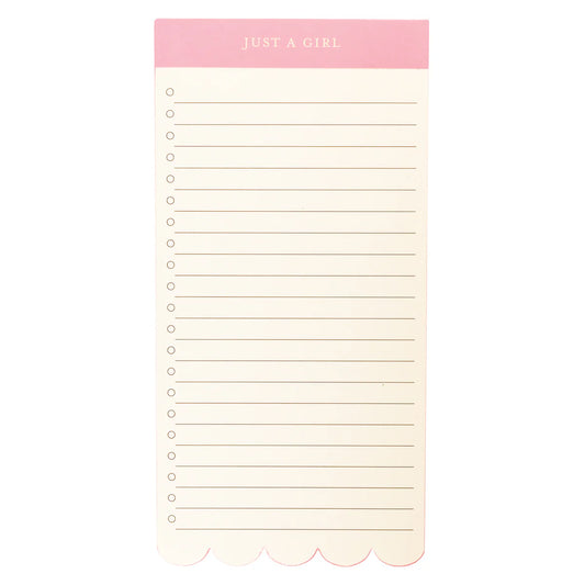 Light Pink Die Cut List Pad - Just A Girl