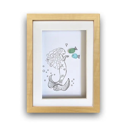 Mermaid & Fish Sea Glass Art