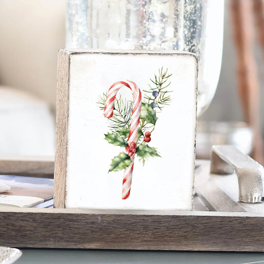 Decor Block - Watercolor Candy Cane