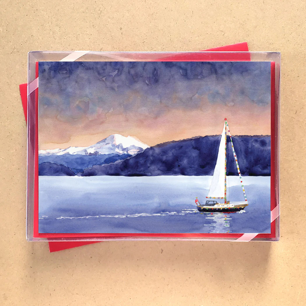 Boxed Cards - Sailboat Mountains