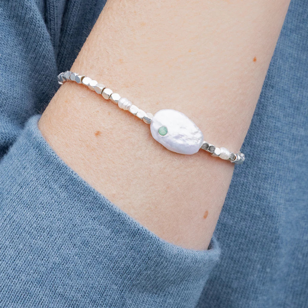 Pearl Affirmation Bracelet - Silver Courage