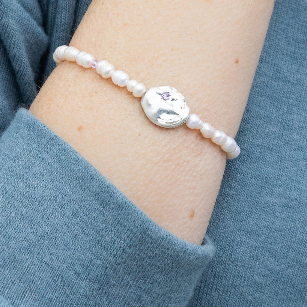 Pearl Affirmation Bracelet - Silver Protection