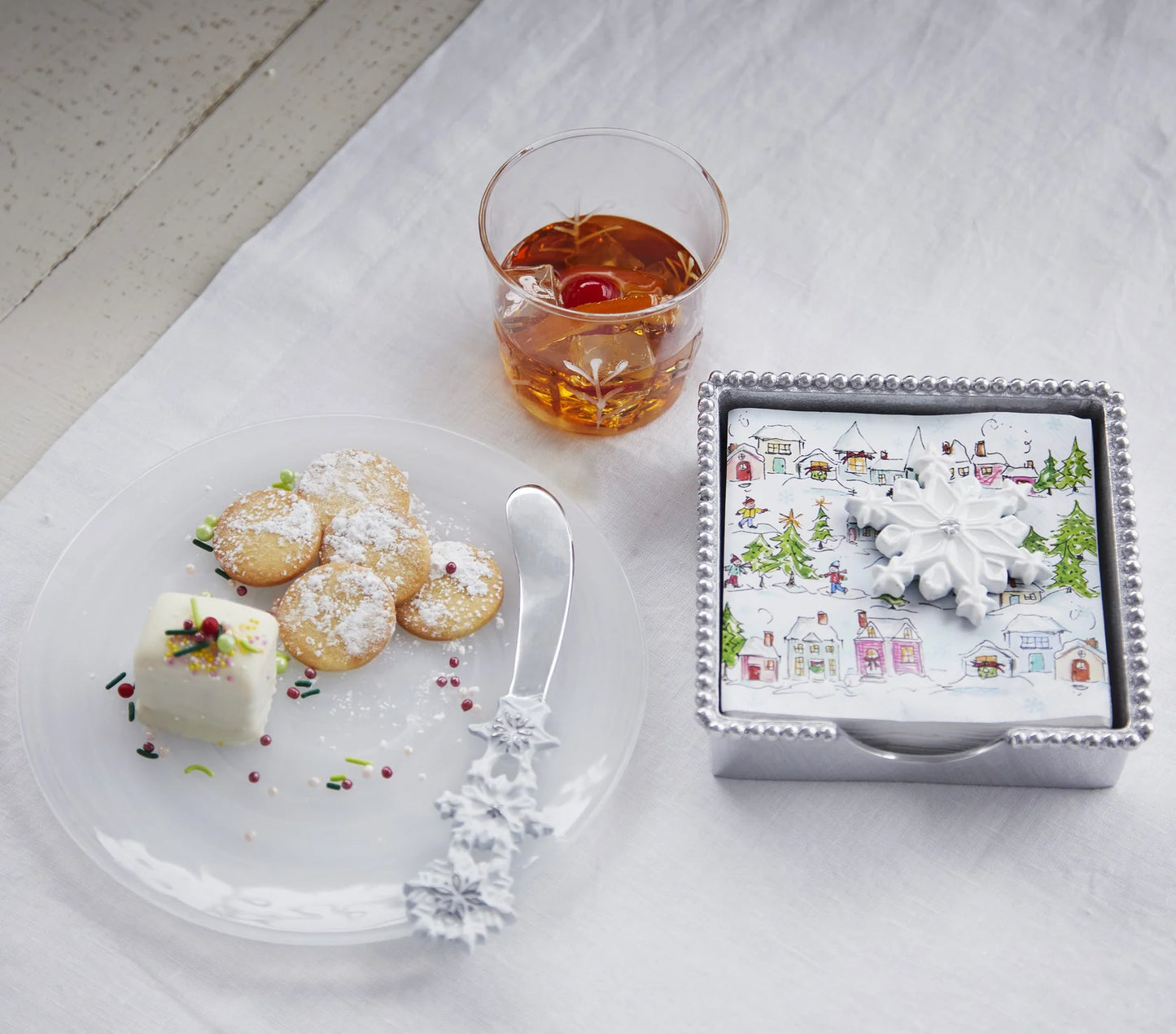 Napkin Box Set - White Snowflake