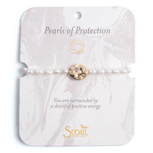 Pearl Affirmation Bracelet - Gold Protection