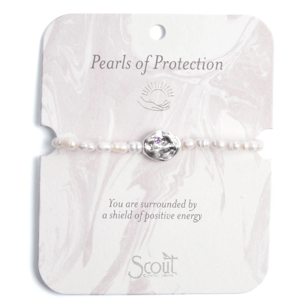 Pearl Affirmation Bracelet - Silver Protection