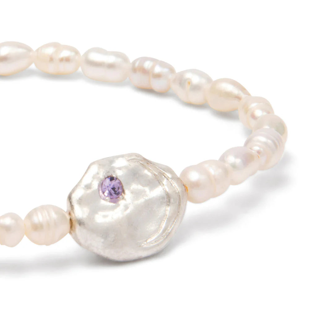 Pearl Affirmation Bracelet - Silver Protection