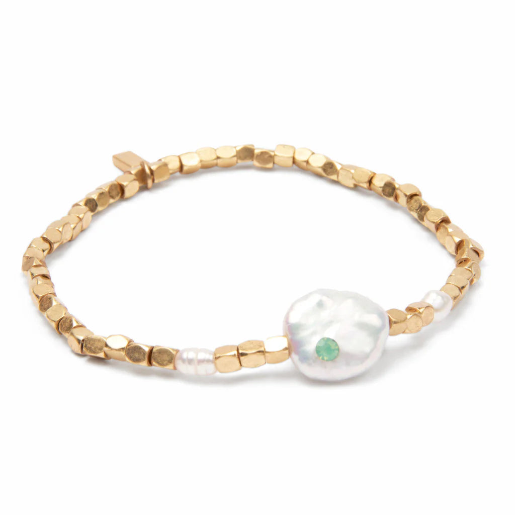 Pearl Affirmation Bracelet - Gold Courage