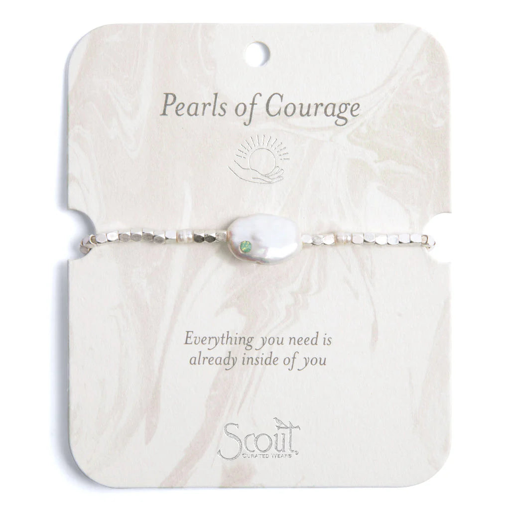 Pearl Affirmation Bracelet - Silver Courage