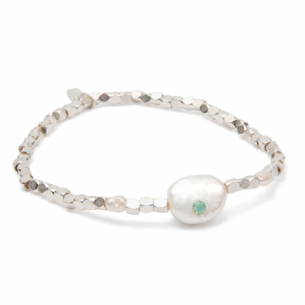 Pearl Affirmation Bracelet - Silver Courage