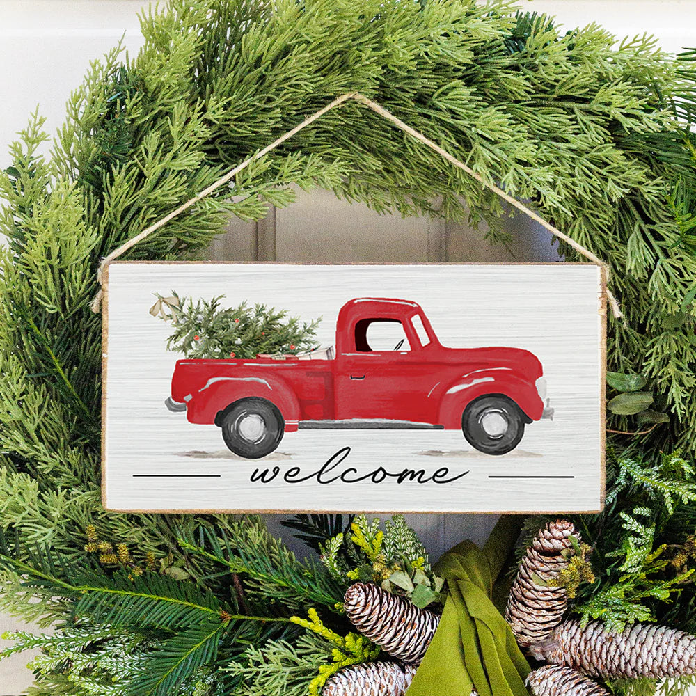 Hanging Welcome Sign - Christmas Truck