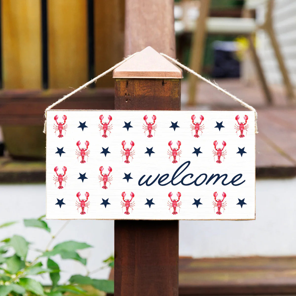 Welcome Sign - Patriotic Lobsters