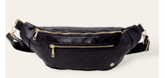 Black Trendy Luxe Belt Bag Woven