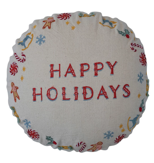 Happy Holidays Round Pillow - 16"