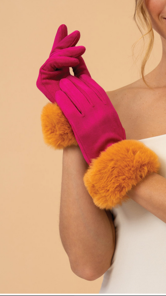 Magenta & Mustard Bettina Gloves