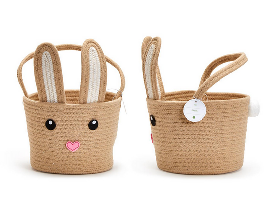 Hand Crafted Bunny Baskets In 3 Colors