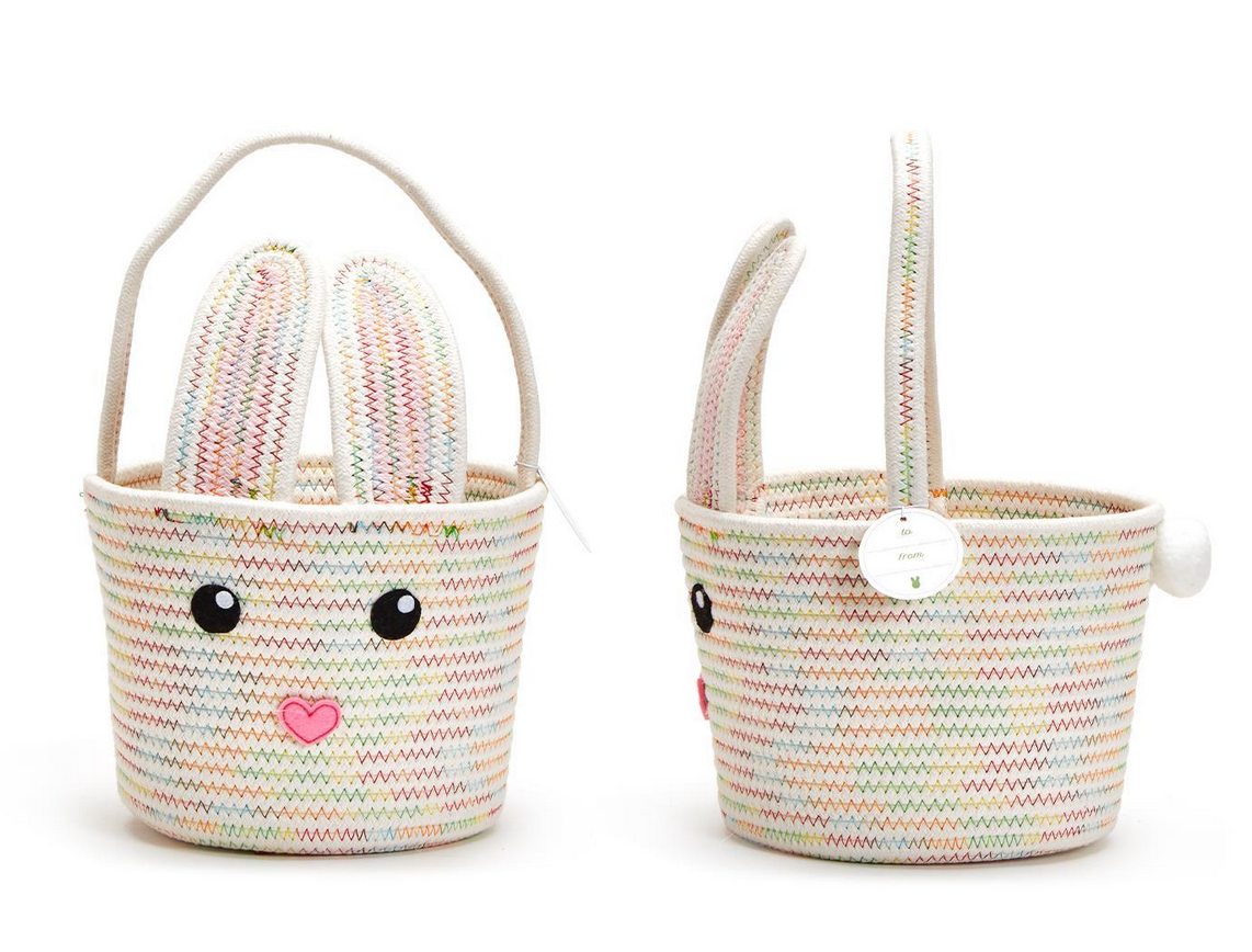 Hand Crafted Bunny Baskets In 3 Colors