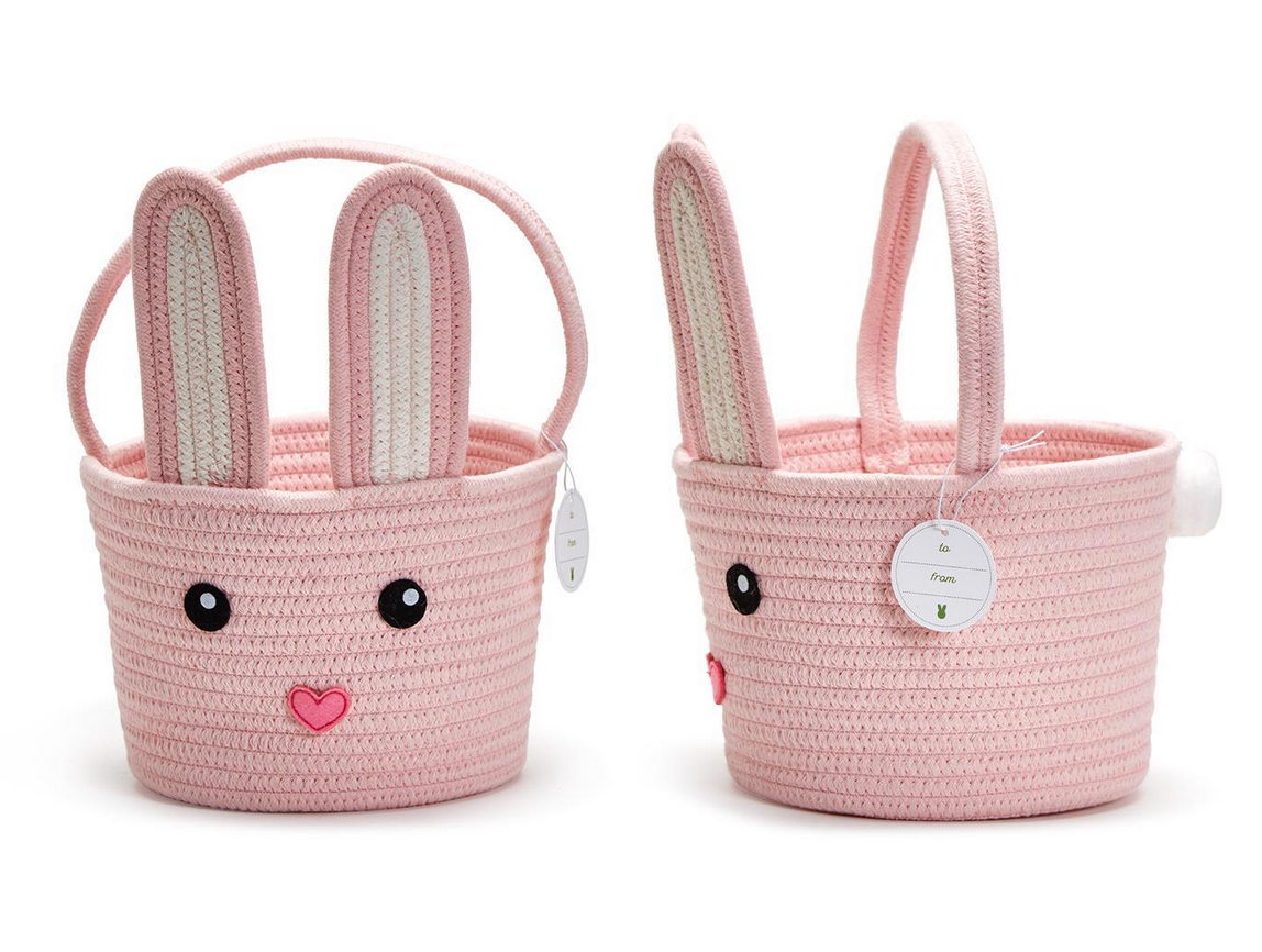 Hand Crafted Bunny Baskets In 3 Colors