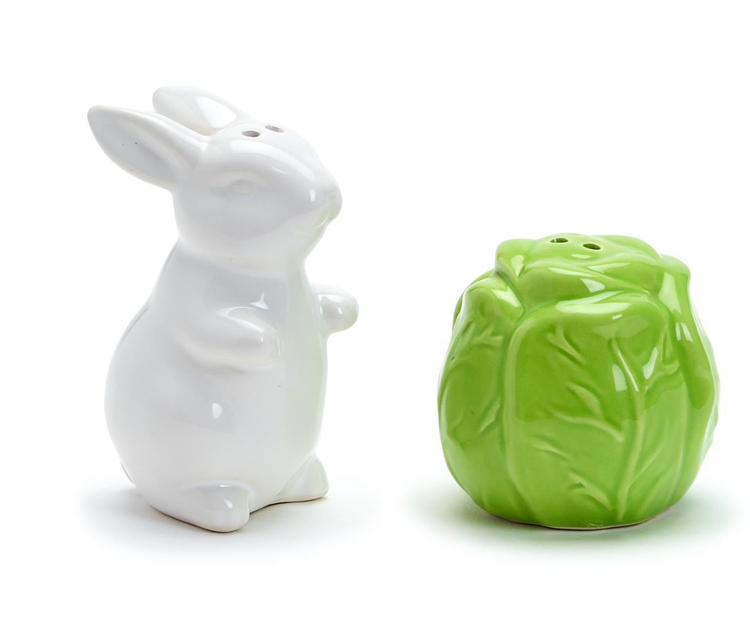 Easter Bunny & Cabbage Salt & Pepper Shakers