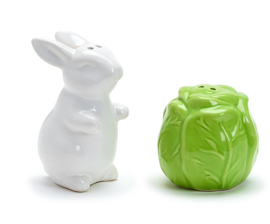 Easter Bunny & Cabbage Salt & Pepper Shakers