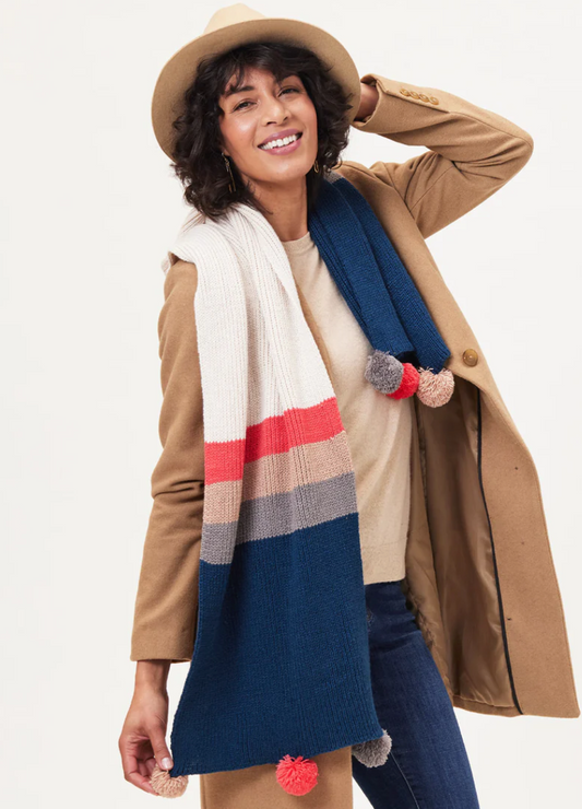 Picadilly Knit Scarf - Pink & Tan Stripes