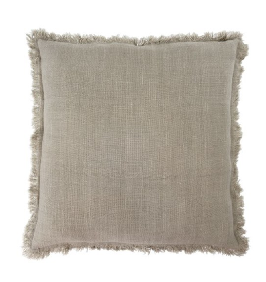 Frayed Edge Pillow - Light Grey