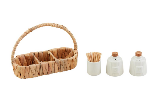 Woven Salt, Pepper & Toothpick Holder