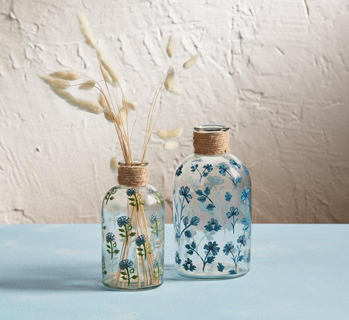 Glass Blue Floral - Small