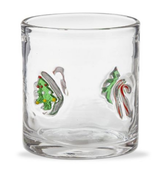 Christmas Tree & Candy Cane Double Old Fashioned Glass