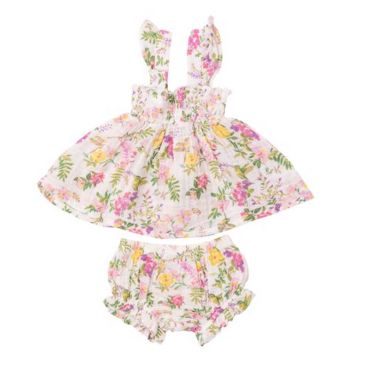 Ruffle Strap Top & Diaper Cover - Hummingbirds