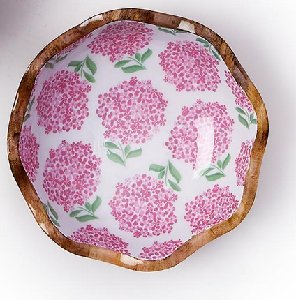 Hydrangea Pink Scalloped Bowl - Large