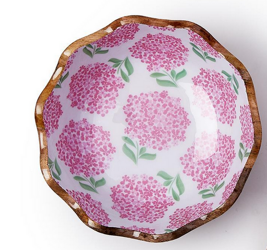 Hydrangea Pink Scalloped Bowl - Small