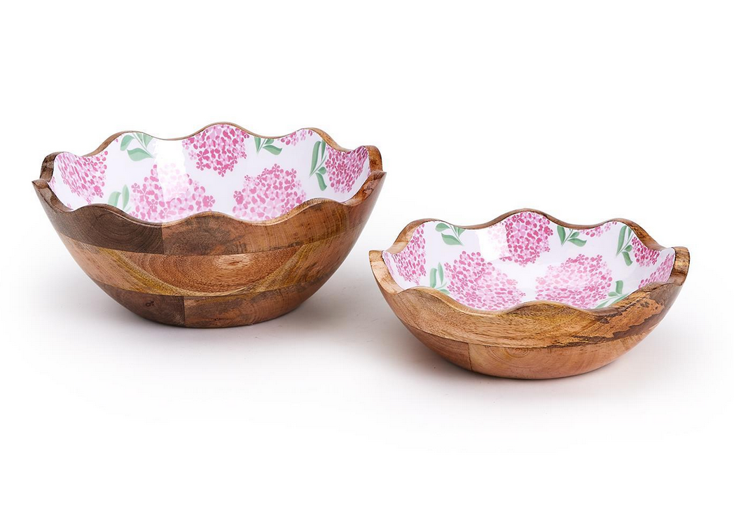 Hydrangea Pink Scalloped Bowl - Small