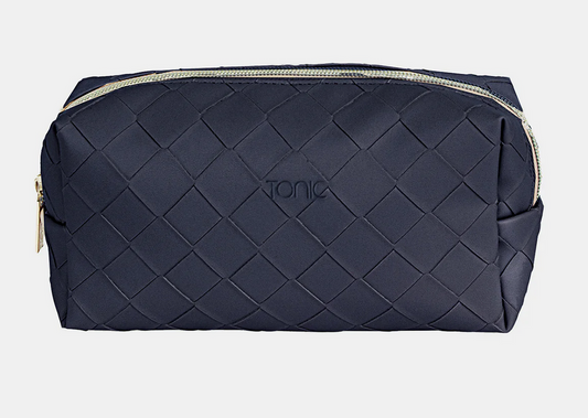 Navy Woven Beauty Bag - Small