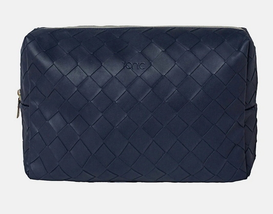 Navy Woven Beauty Bag - Large