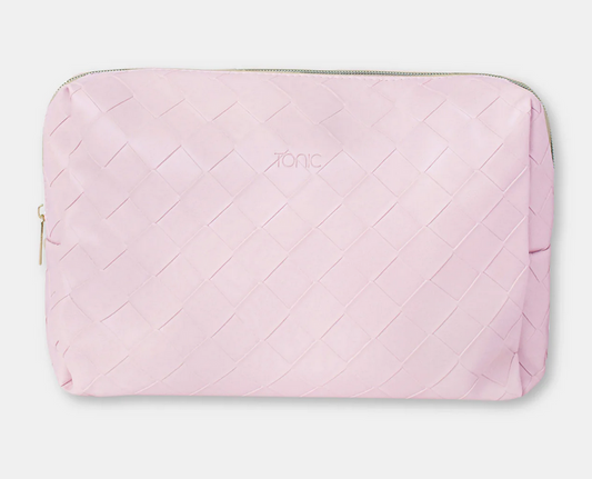 Peony Pink Woven Beauty Bag - Large