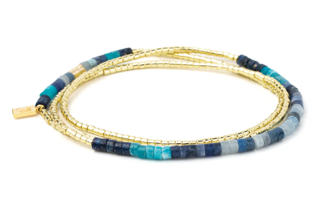 Ombre Stone Wrap Bracelet or Necklace - Midnight Gold