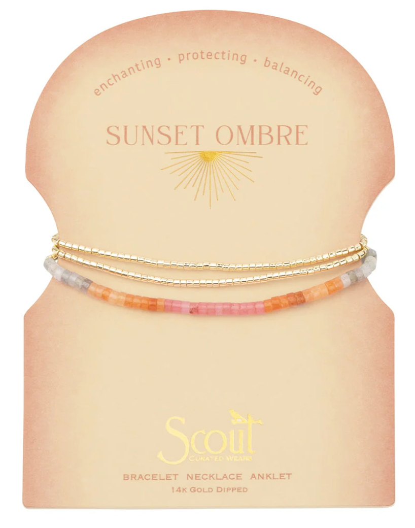 Ombre Stone Bracelet or Necklace Wrap - Sunset & Gold