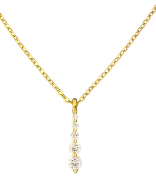 CZ Bar Pendant Necklace - Gold