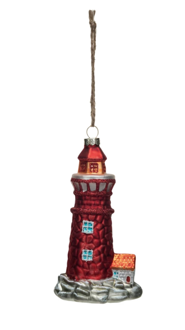 Glass Lighthouse Ornament